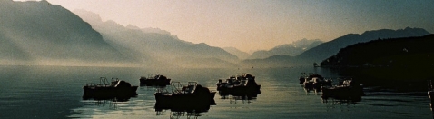 Traitement croisé, photo du lac d'Annecy